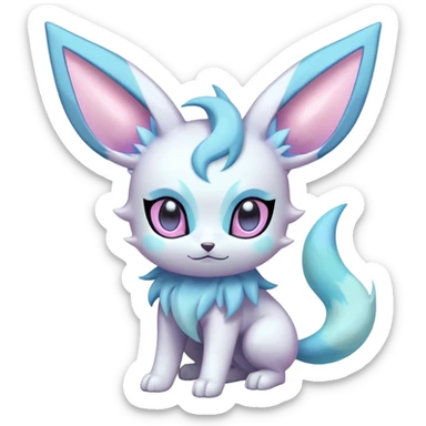 Futuristic Fluffy Celestial Magical Ethereal Glaceon-Espeon-Sylveon-Umbreon-hybrid, full bod sticker