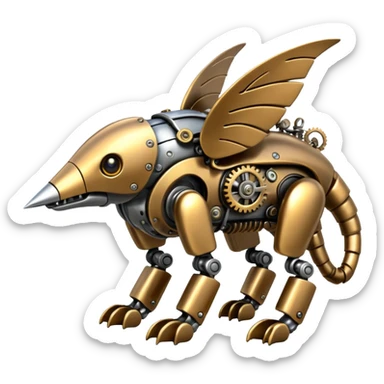 a Futuristic mechanical steampunk-aesthetic-styled alloy animal-creature sticker