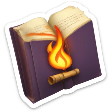 A book with a flaming torch in the middle of the book sticker