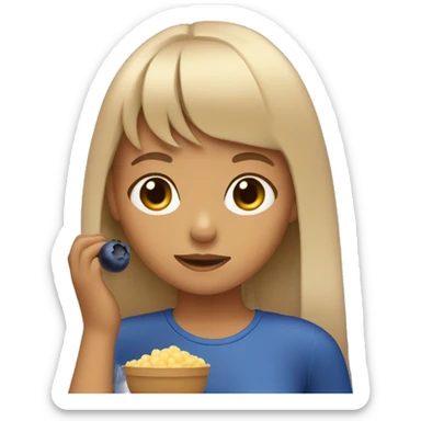 tan girl with bangs eating blueberries sticker