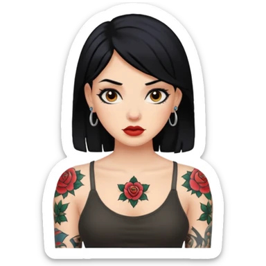 Women with black hair and tattoos  sticker