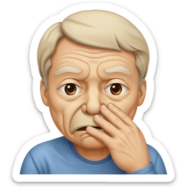 a. person smelling something bad sticker