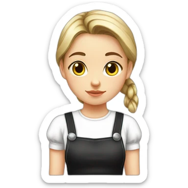 Slavic girl in a white T-shirt and black apron is sad sticker