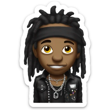 Lil Wayne bust-shot dressed in Punk Rocker costume sticker