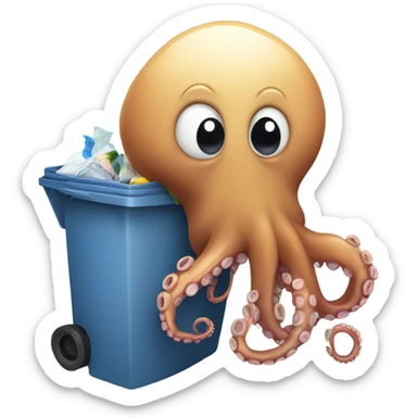 octopus with trash can sticker