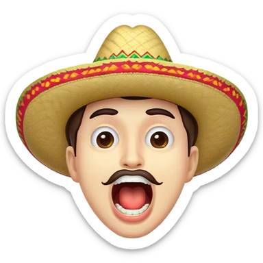 Cara con la boca abierta y un sombrero sticker