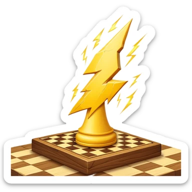 a yellow lightning bolt hitting a chess board sticker