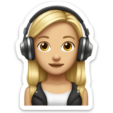 blonde dj girl straight hair with headphones emoji sticker