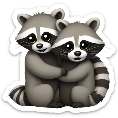 2 raccoons hugging sticker