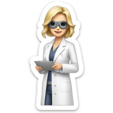 Posh-Radiologist-performing-breast-mammography-to-leni-klum sticker