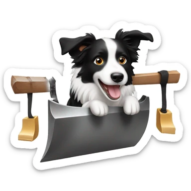 Anvil with border collie jumping over sticker