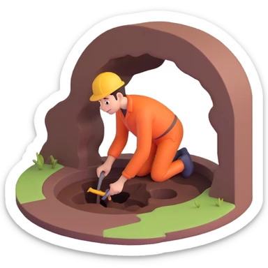 A man placing a body in a hole sticker