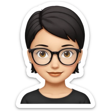 Ragazza con i capelli corti neri legati  con gli occhiali e gli occhi marroni sticker