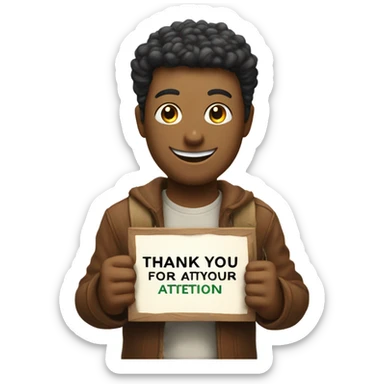 a smile face with sign saying thank you for your attentio sticker
