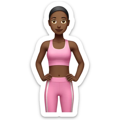 Skinny girl wearing pink sport set doing pilate  sticker