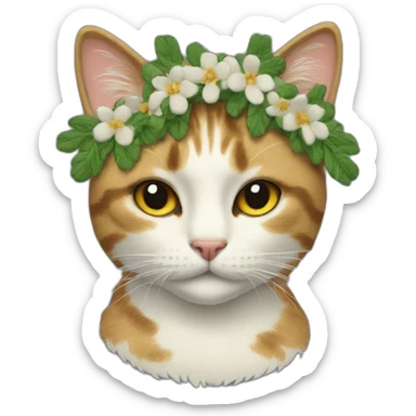 cat in embroidered clothes with a wreath on her head sticker