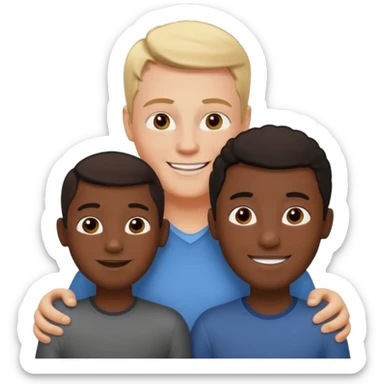 two white parents standing behind their black son sticker