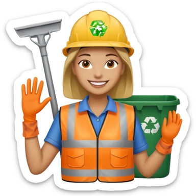 women, Waste Management, safety vest, trash picker sticker