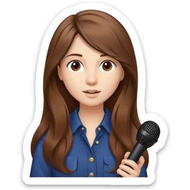 Singer Young woman – long hair, around 20s, holding microphone close sticker