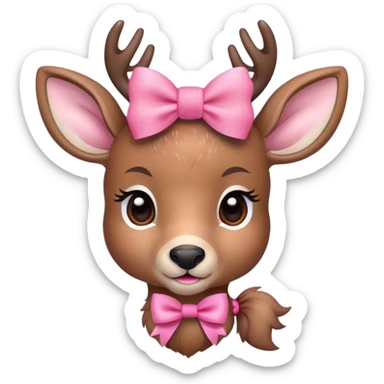 Cute deer with a pink bow  sticker