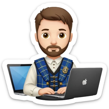 SCOTTISH MAN WITH STUBBLE PRODUCER ON LAPTOP  sticker