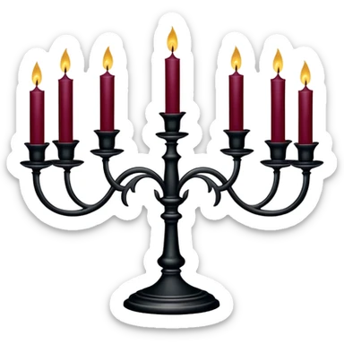 Gothic Black candelabra with burgundy candles sticker