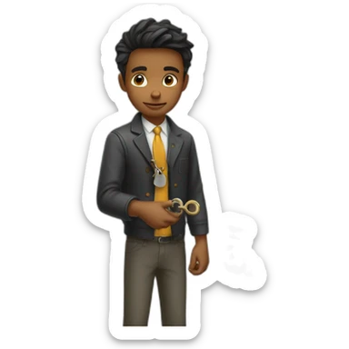 cClassy young man struggling to get a key into a lock sticker