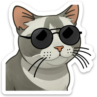 cat with round sunglasses sticker