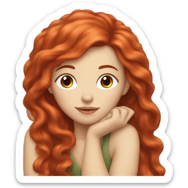 fair skin girl with long red hair sleep sticker