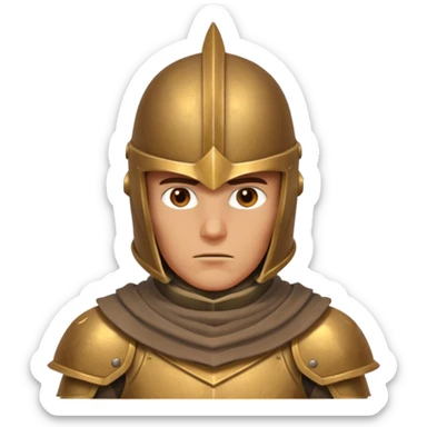 armored desert guardian portrait, head and shoulders only, bronze helmet, desert cape collar, battle-worn armor, strong expression, 3D cartoon, mobile game icon style, clean background, no text, no watermark
 sticker