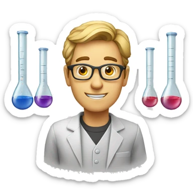 science guy with essay tubes sticker