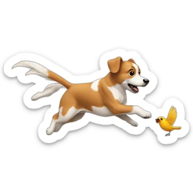 A dog chasing on a bird sticker