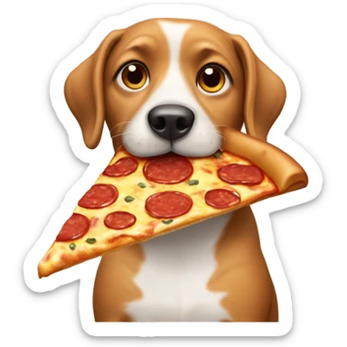 Dog eating pizza sticker
