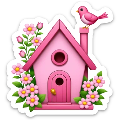pink bird's house with flower sticker