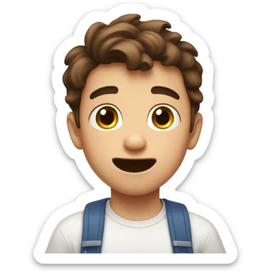 Milk splashed on face boy with brown hair sticker