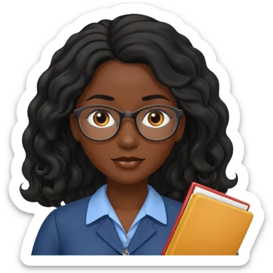 Black women teacher with black long  wavy hair chalkboard background sticker