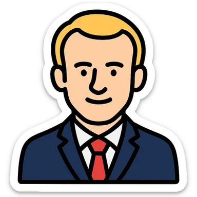 stylized icon portrait of Emmanuel Macron, President of France sticker