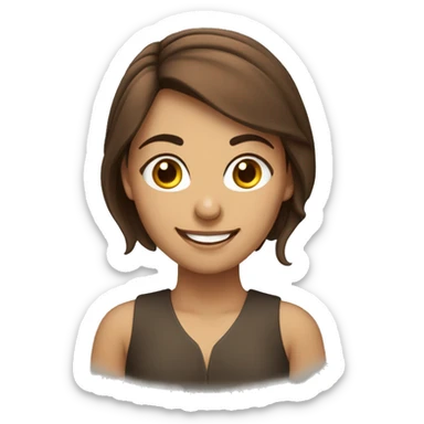 A brown haired turkish girl with a croocked smile sticker