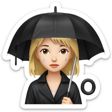 she getting wet (umbrella, dripping hair) sticker