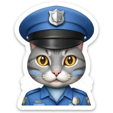 grey cat police sticker