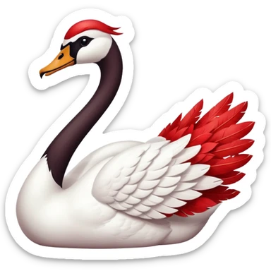 Swan in cherry red  sticker