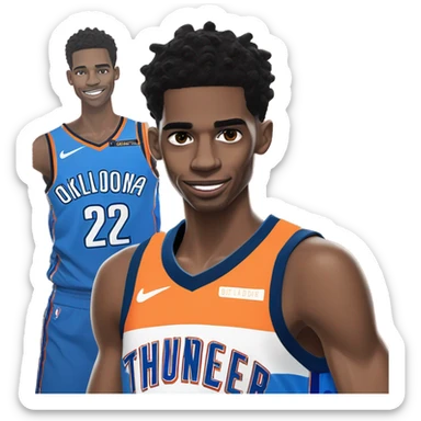 Shai Gilgeous-Alexander with oklahoma city thunder jersey and numbe 2  sticker