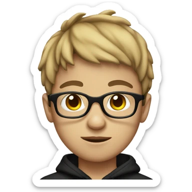 autistic kid with glasses in a black hoodie sticker