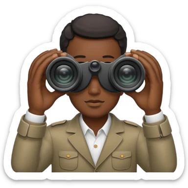 black hands holding  binoculars sticker