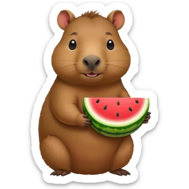 Capybara with watermelon and cute sticker