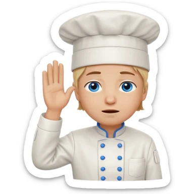 Chef saluting while crying blue eyes sticker