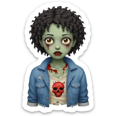 A black zombie girl with very short curly hair sticker