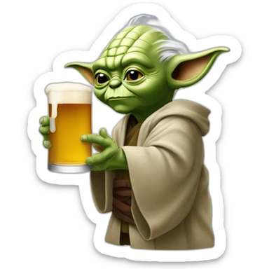 Yoda entrain de boire une bière sticker
