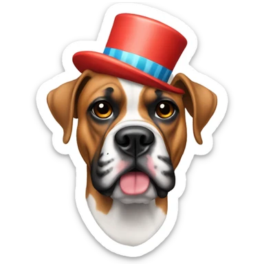 A fawn boxer dog wearing a clown mask  sticker