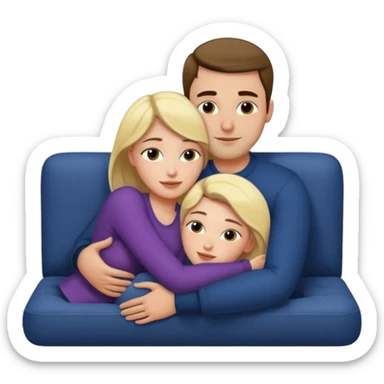 Women cuddling man on couch naked sticker